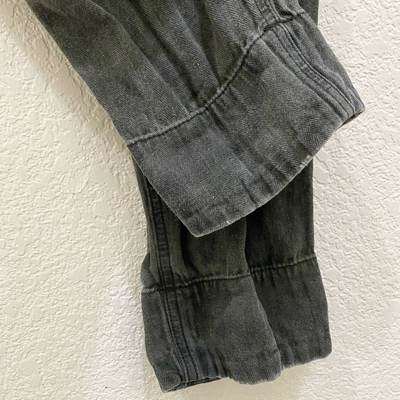 Free People Army Green Herringbone Distressed Relaxed Pants Size 4 - Picture 7 of 12